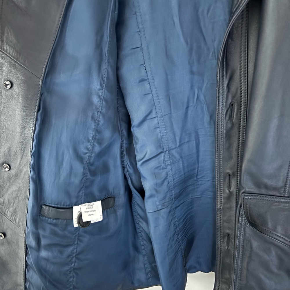 REVOLVE Dark Blue Leather Field Jacket - Picture 11 of 12